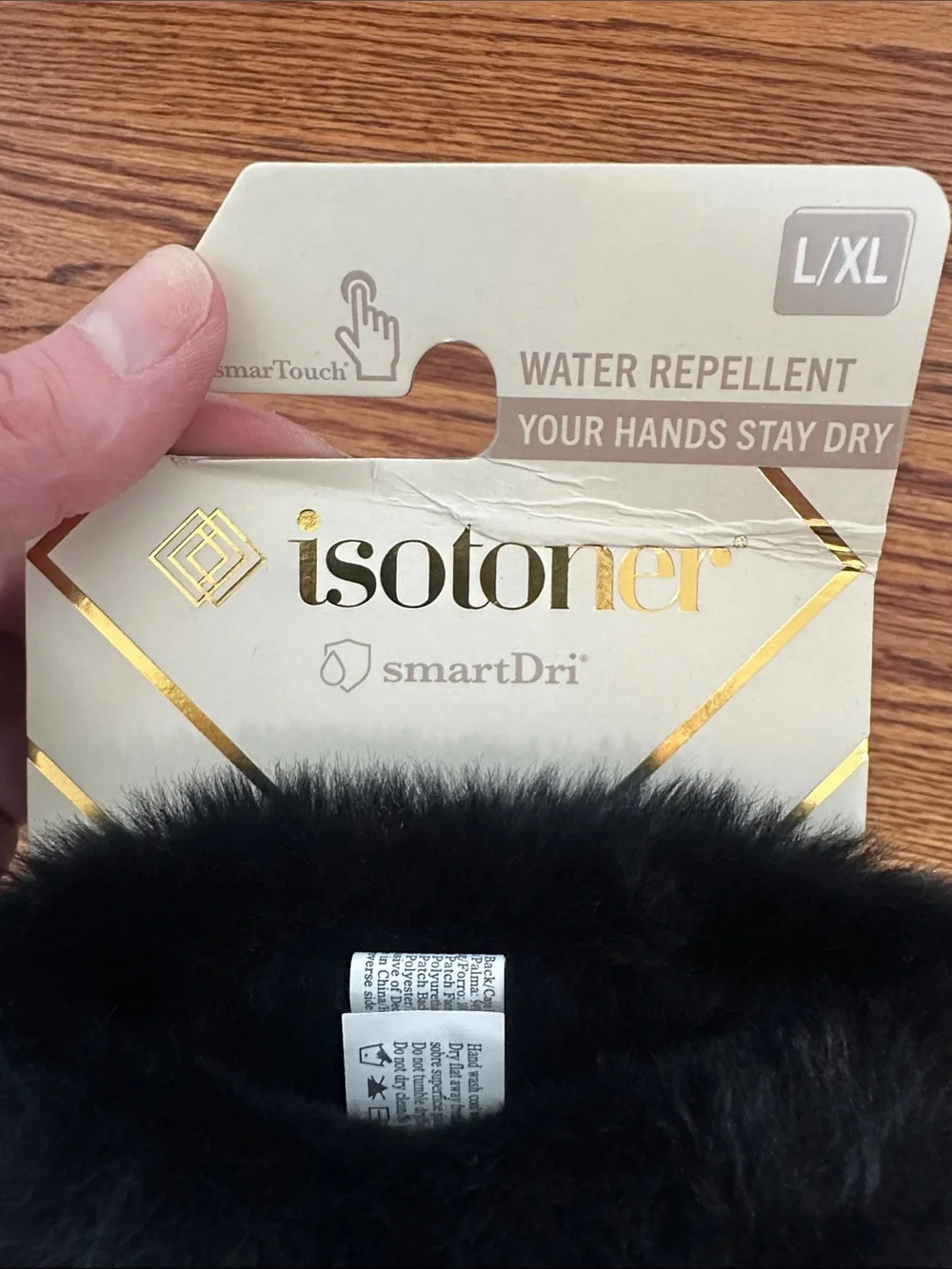 isotoner Black Faux Fur Cuff Touchscreen Gloves